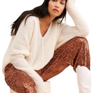 Free People NWTs Morelia Sequin Jogger Bronze